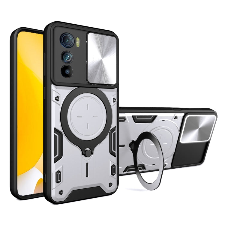 For Motorola Edge 30 CD Texture Sliding Camshield Magnetic Holder Phone Case(Silver) - free shipping - PMC TechLife - Order now!