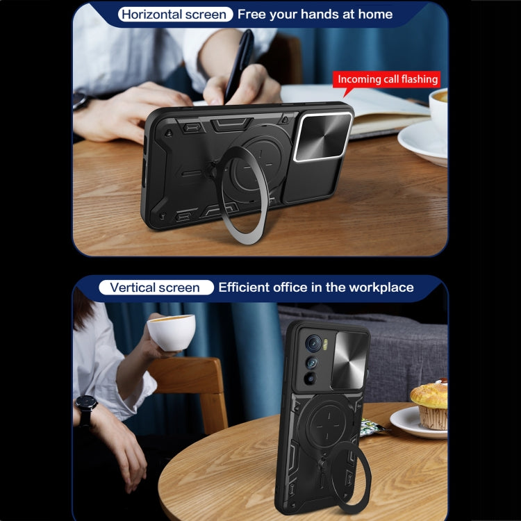 For Motorola Edge 30 CD Texture Sliding Camshield Magnetic Holder Phone Case(Silver) - free shipping - PMC TechLife - Order now!