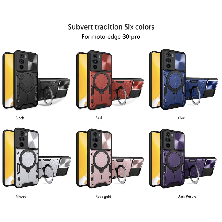 For Motorola Edge 30 Pro CD Texture Sliding Camshield Magnetic Holder Phone Case(Red) - free shipping - PMC TechLife - Order now!