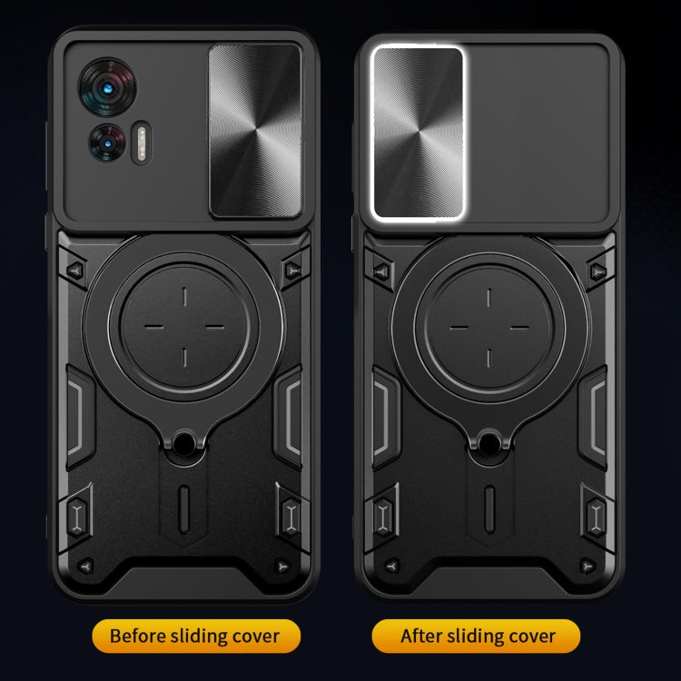 For Motorola Edge 30 Neo CD Texture Sliding Camshield Magnetic Holder Phone Case(Black) - free shipping - PMC TechLife - Order now!