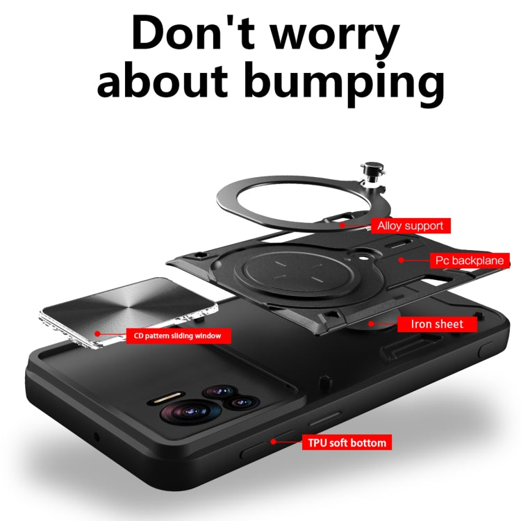 For Motorola Edge 30 Ultra CD Texture Sliding Camshield Magnetic Holder Phone Case(Silver) - free shipping - PMC TechLife - Order now!