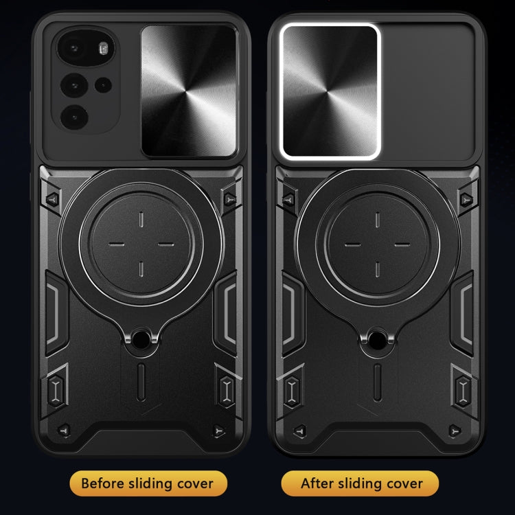 For Motorola Moto G22 / E32 CD Texture Sliding Camshield Magnetic Holder Phone Case(Silver) - free shipping - PMC TechLife - Order now!