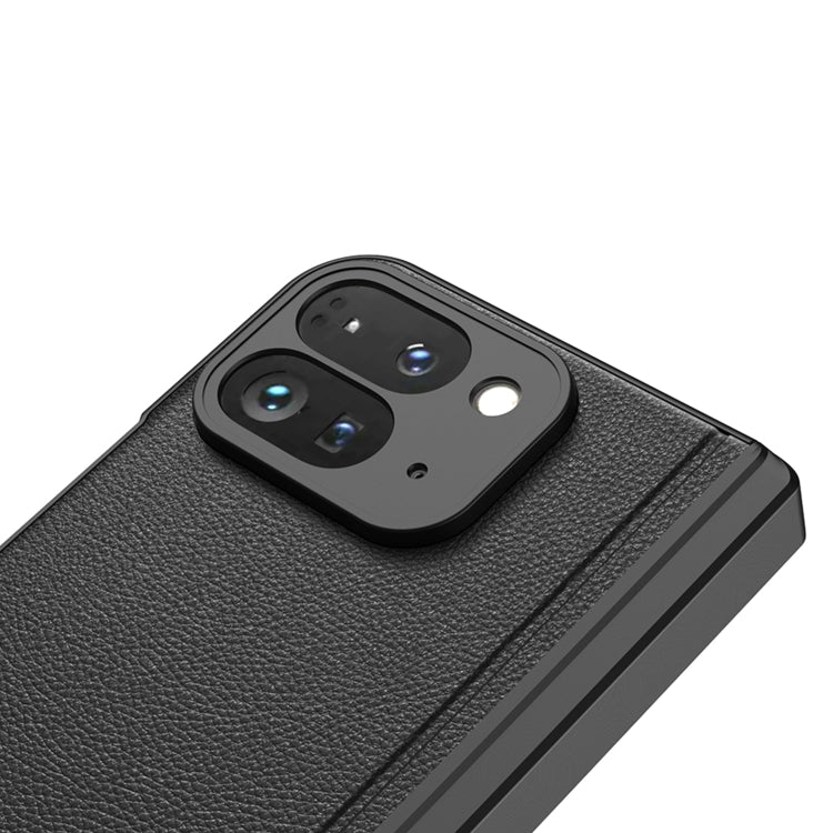 For Google Pixel 9 Pro Fold GKK Integrated Fold Hinge Leather Phone Case with Holder(Carbon Fibre Black) - Google Cases by GKK | Online Shopping South Africa | PMC Jewellery | Buy Now Pay Later Mobicred