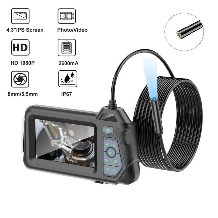 M60 4.3 inch Single Camera with Screen Endoscope, Length:5m(8mm) -  by PMC TechLife | Online Shopping South Africa | PMC TechLife | Buy Now Pay Later Mobicred