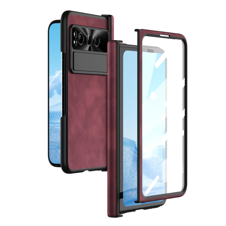 For Google Pixel Fold Napa Texture All-inclusive Phone Case(Red) - Google Cases by PMC TechLife | Online Shopping South Africa | PMC TechLife | Buy Now Pay Later Mobicred