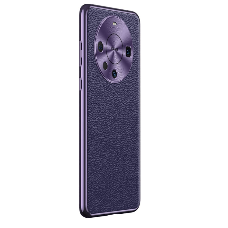 For Huawei Mate 60 Pro Litchi Texture Genuine Leather Phone Case(Purple) - Huawei Cases by PMC TechLife | Online Shopping South Africa | PMC TechLife | Buy Now Pay Later Mobicred