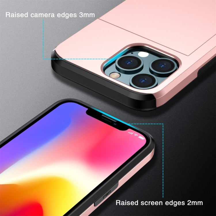 For iPhone 15 Pro Shockproof Armor Phone Case with Slide Card Slot(Dark Blue) - iPhone 15 Pro Cases by PMC TechLife | Online Shopping South Africa | PMC TechLife