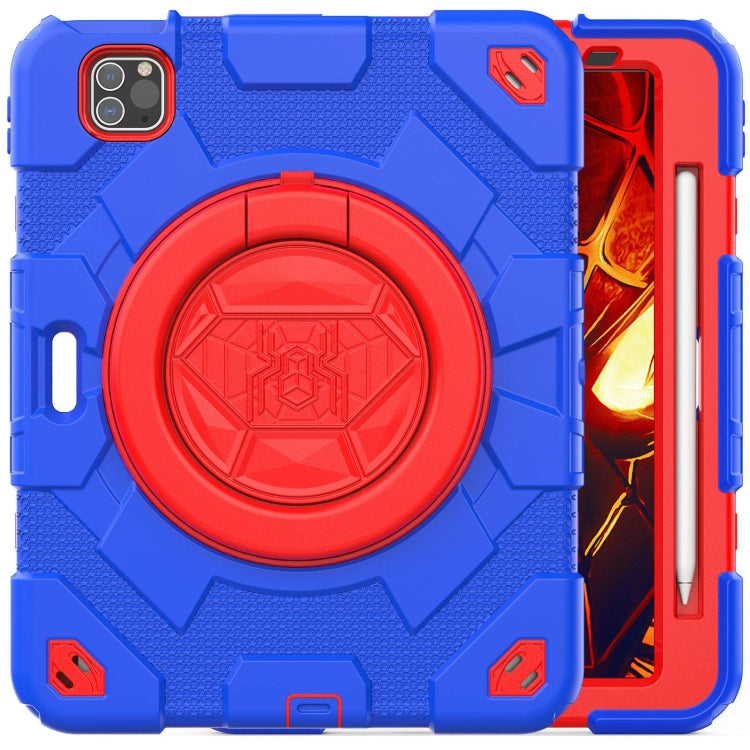 For iPad Pro 11 2022 / 2021 / 2020 Spider Rotation Handle Silicone Hybrid PC Tablet Case(Blue Red) - iPad Pro 11 (2022/2021) Cases by PMC Jewellery | Online Shopping South Africa | PMC Jewellery | Buy Now Pay Later Mobicred