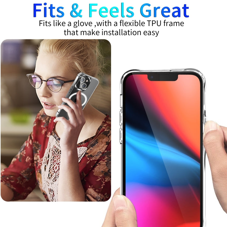 For iPhone 15 Plus MagSafe Magnetic Four Corner Airbags Phone Case(Transparent) - iPhone 15 Plus Cases by PMC Jewellery | Online Shopping South Africa | PMC Jewellery