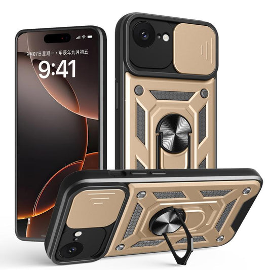 For iPhone 16e Sliding Camera Cover Design TPU+PC Phone Case(Gold) - iPhone 16e Cases by PMC Jewellery | Online Shopping South Africa | PMC Jewellery | Buy Now Pay Later Mobicred