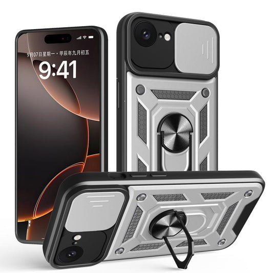 For iPhone 16e Sliding Camera Cover Design TPU+PC Phone Case(Silver) - iPhone 16e Cases by PMC Jewellery | Online Shopping South Africa | PMC Jewellery | Buy Now Pay Later Mobicred