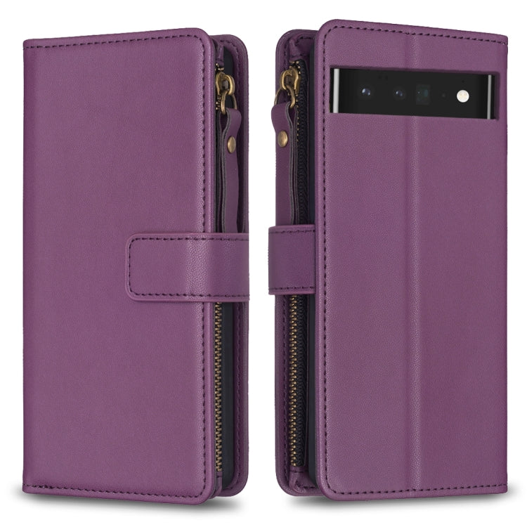 For Google Pixel 7 Pro 9 Card Slots Zipper Wallet Leather Flip Phone Case(Dark Purple) - Google Cases by PMC Jewellery | Online Shopping South Africa | PMC Jewellery | Buy Now Pay Later Mobicred