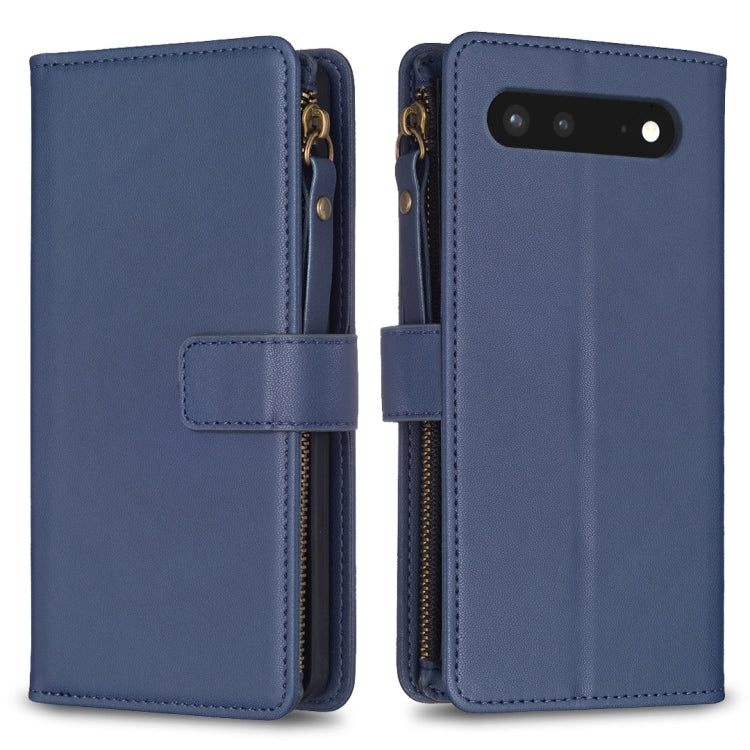 For Google Pixel 7 9 Card Slots Zipper Wallet Leather Flip Phone Case(Blue) - Google Cases by PMC TechLife | Online Shopping South Africa | PMC TechLife | Buy Now Pay Later Mobicred