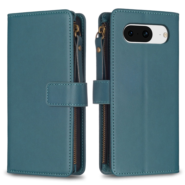 For Google Pixel 8 9 Card Slots Zipper Wallet Leather Flip Phone Case(Green) - Google Cases by PMC Jewellery | Online Shopping South Africa | PMC Jewellery | Buy Now Pay Later Mobicred