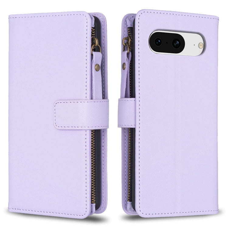 For Google Pixel 8 9 Card Slots Zipper Wallet Leather Flip Phone Case(Light Purple) - Google Cases by PMC Jewellery | Online Shopping South Africa | PMC Jewellery | Buy Now Pay Later Mobicred