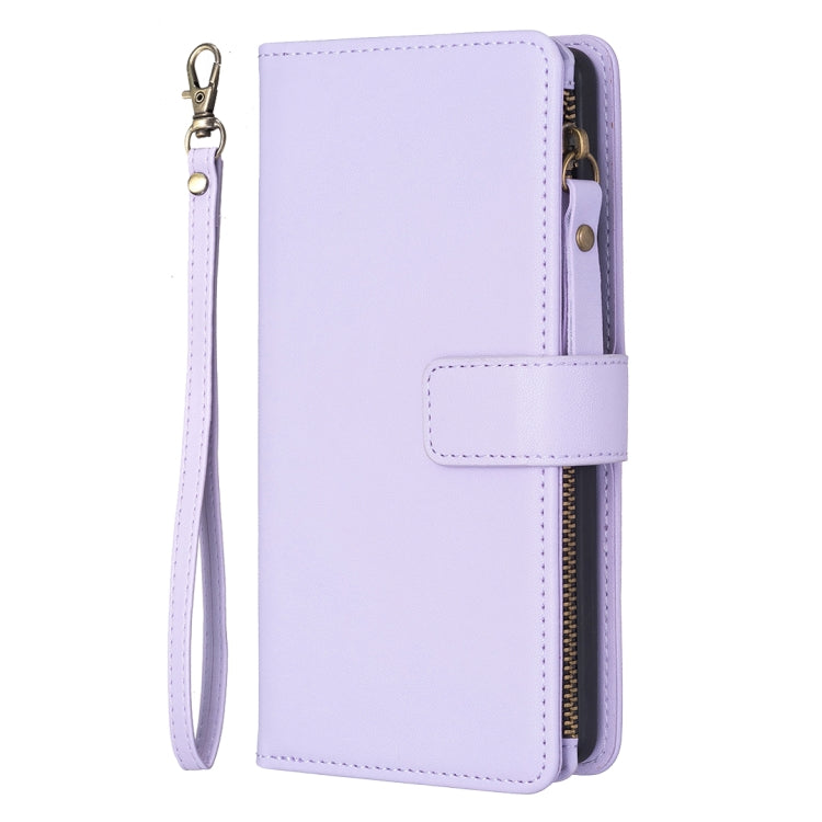 For Google Pixel 8 9 Card Slots Zipper Wallet Leather Flip Phone Case(Light Purple) - Google Cases by PMC Jewellery | Online Shopping South Africa | PMC Jewellery | Buy Now Pay Later Mobicred