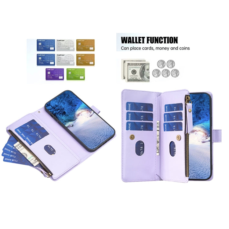 For Google Pixel 8 9 Card Slots Zipper Wallet Leather Flip Phone Case(Light Purple) - Google Cases by PMC Jewellery | Online Shopping South Africa | PMC Jewellery | Buy Now Pay Later Mobicred