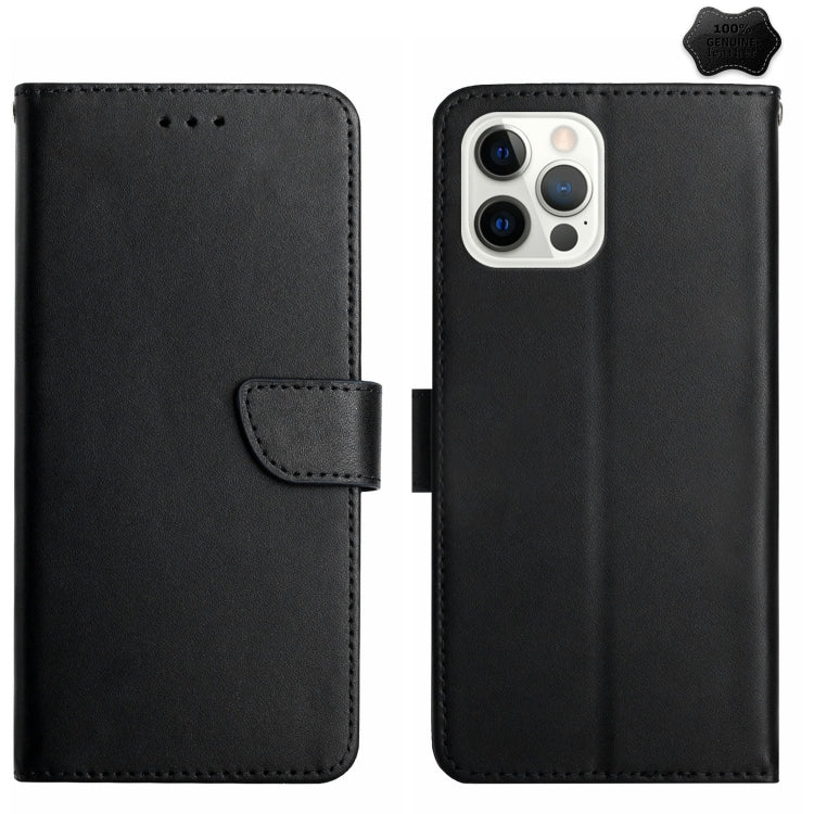 For iPhone 16 Pro Max Genuine Leather Fingerprint-proof Flip Phone Case(Black) - iPhone 16 Pro Max Cases by PMC TechLife | Online Shopping South Africa | PMC TechLife | Buy Now Pay Later Mobicred
