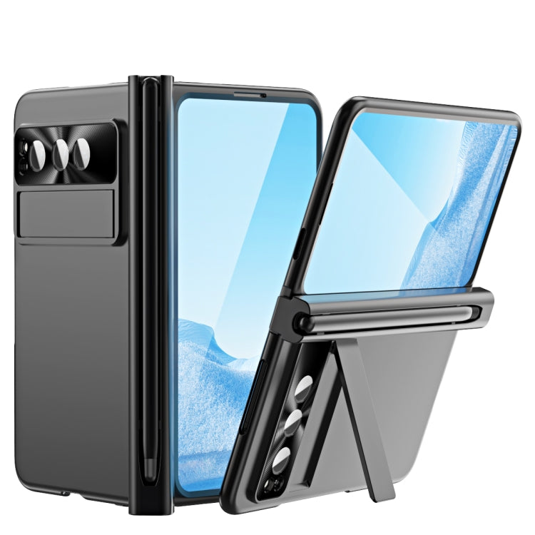 For Google Pixel Fold Integrated Electroplating Pen Slot Folding Phone Case with Stylus(Black) - Google Cases by PMC TechLife | Online Shopping South Africa | PMC TechLife | Buy Now Pay Later Mobicred