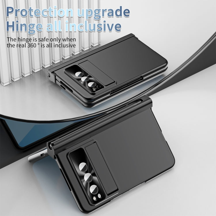 For Google Pixel Fold Integrated Electroplating Pen Slot Folding Phone Case with Stylus(Black) - Google Cases by PMC TechLife | Online Shopping South Africa | PMC TechLife | Buy Now Pay Later Mobicred