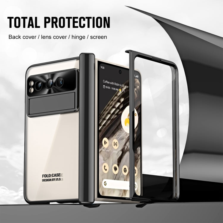 For Google Pixel Fold Integrated Electroplating Folding Phone Case with Pen Slot(Black) - Google Cases by PMC TechLife | Online Shopping South Africa | PMC TechLife | Buy Now Pay Later Mobicred