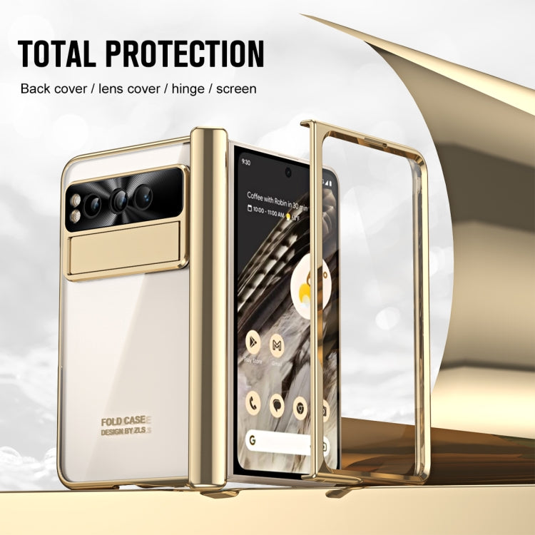For Google Pixel Fold Integrated Electroplating Folding Phone Case with Pen Slot(Tyrant Gold) - Google Cases by PMC TechLife | Online Shopping South Africa | PMC TechLife | Buy Now Pay Later Mobicred