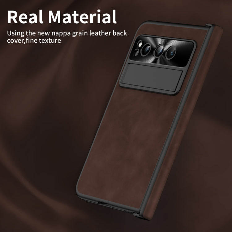 For Google Pixel Fold Integrated Napa Texture All-inclusive Phone Case with Hinge(Coffee) - Google Cases by PMC TechLife | Online Shopping South Africa | PMC TechLife | Buy Now Pay Later Mobicred