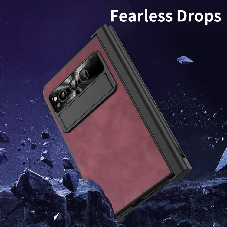 For Google Pixel Fold Integrated Napa Texture All-inclusive Phone Case with Pen Slot(Red) - Google Cases by PMC TechLife | Online Shopping South Africa | PMC TechLife | Buy Now Pay Later Mobicred