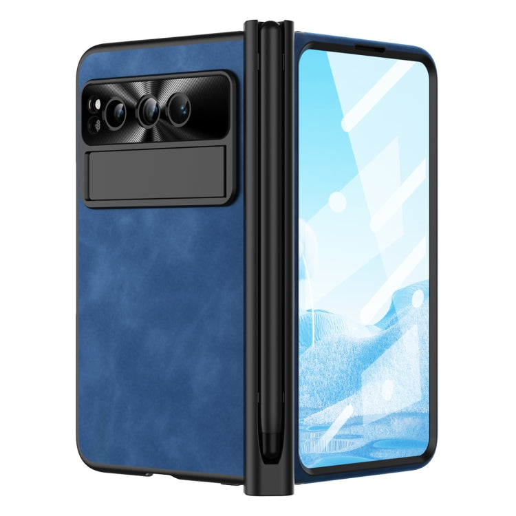 For Google Pixel Fold Integrated Napa Texture All-inclusive Phone Case with Pen Slot(Blue) - Google Cases by PMC TechLife | Online Shopping South Africa | PMC TechLife | Buy Now Pay Later Mobicred