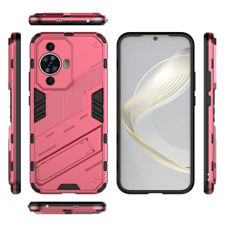 For Huawei nova 11 4G Punk Armor 2 in 1 PC + TPU Phone Case with Holder(Light Red) - Huawei Cases by PMC Jewellery | Online Shopping South Africa | PMC Jewellery | Buy Now Pay Later Mobicred