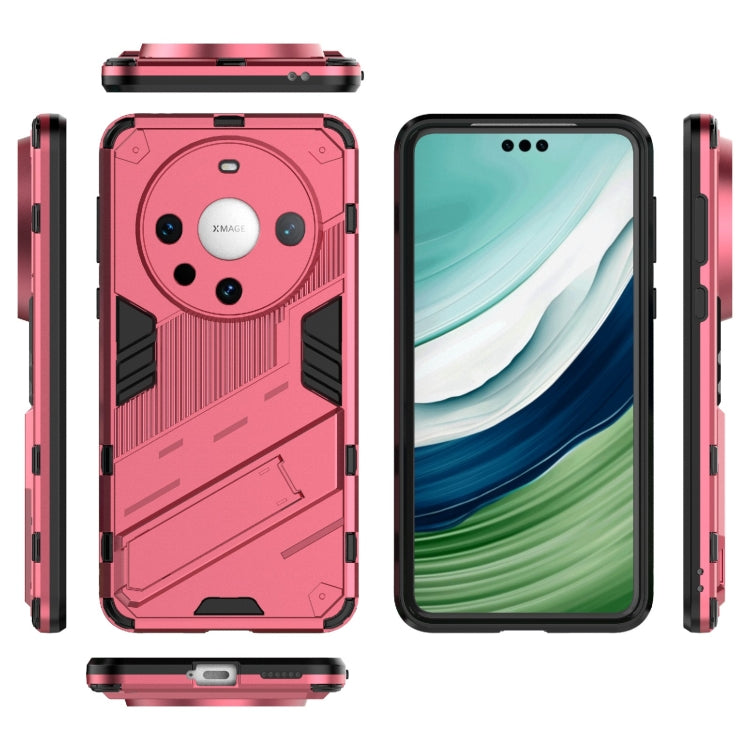 For Huawei Mate 60 Pro Punk Armor 2 in 1 PC + TPU Phone Case with Holder(Light Red) - Huawei Cases by PMC Jewellery | Online Shopping South Africa | PMC Jewellery | Buy Now Pay Later Mobicred