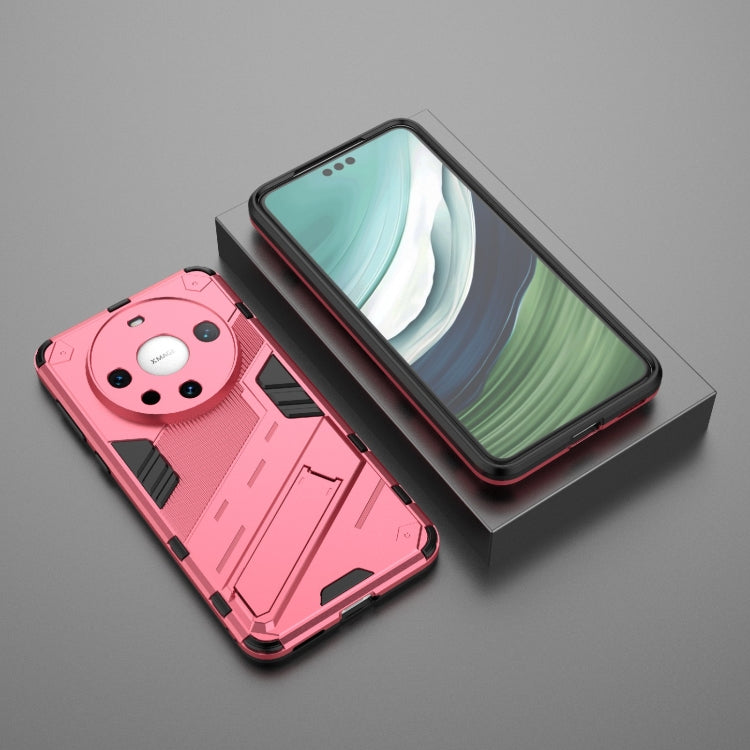 For Huawei Mate 60 Pro Punk Armor 2 in 1 PC + TPU Phone Case with Holder(Light Red) - Huawei Cases by PMC Jewellery | Online Shopping South Africa | PMC Jewellery | Buy Now Pay Later Mobicred