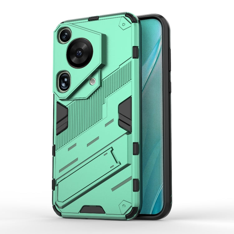 For Huawei Pura 70 Ultra Punk Armor 2 in 1 PC + TPU Phone Case with Holder(Green) - Huawei Cases by PMC Jewellery | Online Shopping South Africa | PMC Jewellery | Buy Now Pay Later Mobicred