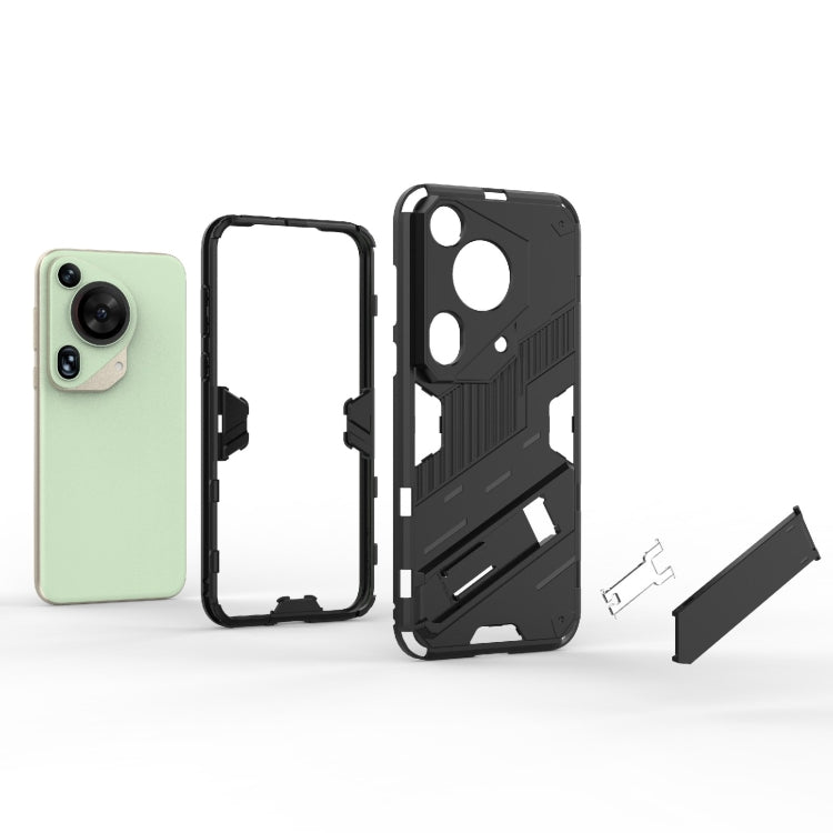 For Huawei Pura 70 Ultra Punk Armor 2 in 1 PC + TPU Phone Case with Holder(Green) - Huawei Cases by PMC Jewellery | Online Shopping South Africa | PMC Jewellery | Buy Now Pay Later Mobicred