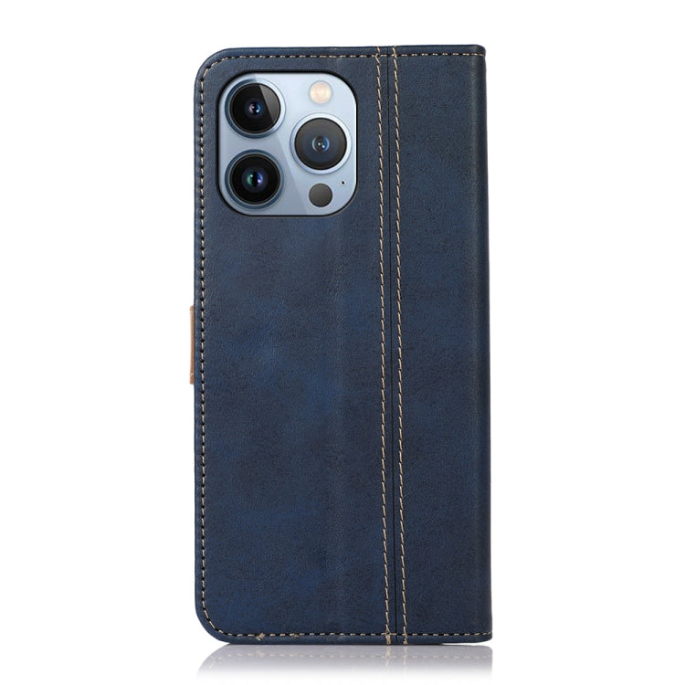 For iPhone 16 Pro Max Stitching Thread Calf Texture Leather Phone Case(Blue) - iPhone 16 Pro Max Cases by PMC Jewellery | Online Shopping South Africa | PMC Jewellery | Buy Now Pay Later Mobicred