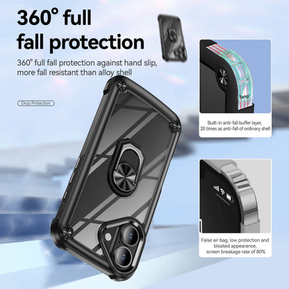 For iPhone 16 Plus TPU + PC Lens Protection Phone Case with Ring Holder(Black) - iPhone 16 Plus Cases by PMC Jewellery | Online Shopping South Africa | PMC Jewellery | Buy Now Pay Later Mobicred