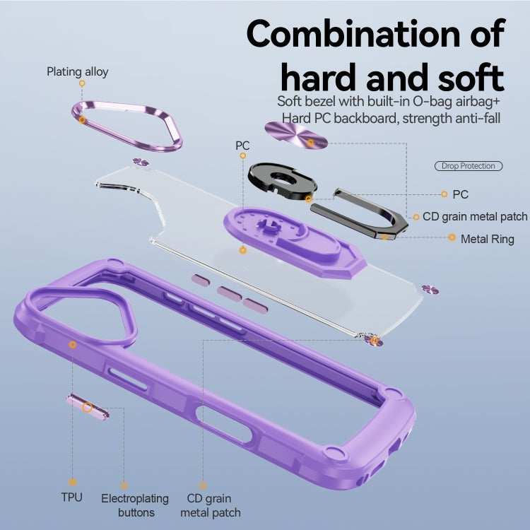 For iPhone 16 TPU + PC Lens Protection Phone Case with Ring Holder(Purple) - iPhone 16 Cases by PMC TechLife | Online Shopping South Africa | PMC TechLife | Buy Now Pay Later Mobicred