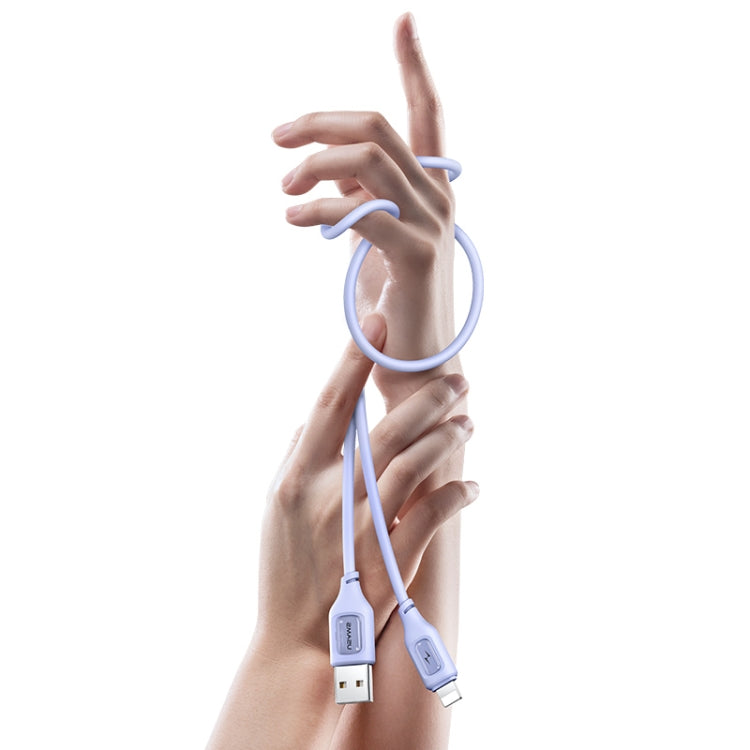 USAMS US-SJ618 2.4A USB to 8 Pin Silicone Data Cable, Length: 1m(White) - Normal Style Cable by USAMS | Online Shopping South Africa | PMC Jewellery | Buy Now Pay Later Mobicred