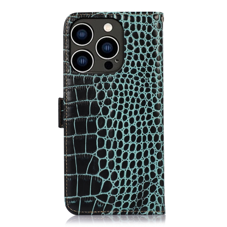 For iPhone 16 Pro Crocodile Top Layer Cowhide Leather Phone Case(Green) - free shipping - PMC TechLife - Order now!