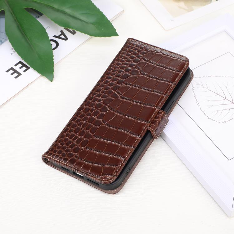 For iPhone 17 Crocodile Top Layer Cowhide Leather Phone Case(Brown) - free shipping - PMc TechLife - Order now!