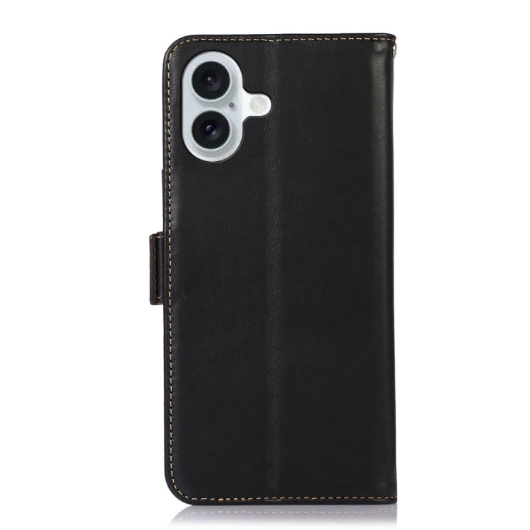 For iPhone 16 Plus Crazy Horse Top Layer Cowhide Leather Phone Case(Black) - iPhone 16 Plus Cases by PMC TechLife | Online Shopping South Africa | PMC TechLife | Buy Now Pay Later Mobicred