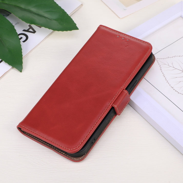 For iPhone 16 Crazy Horse Top Layer Cowhide Leather Phone Case(Red) - iPhone 16 Cases by PMC TechLife | Online Shopping South Africa | PMC TechLife | Buy Now Pay Later Mobicred