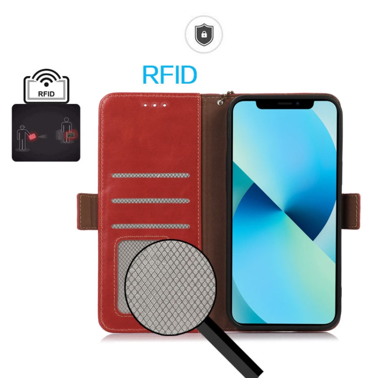 For iPhone 16 Crazy Horse Top Layer Cowhide Leather Phone Case(Red) - iPhone 16 Cases by PMC TechLife | Online Shopping South Africa | PMC TechLife | Buy Now Pay Later Mobicred