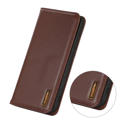 For iPhone 16 Plus KHAZNEH Nappa Top Layer Cowhide Leather Phone Case(Brown) - iPhone 16 Plus Cases by PMC Jewellery | Online Shopping South Africa | PMC Jewellery | Buy Now Pay Later Mobicred