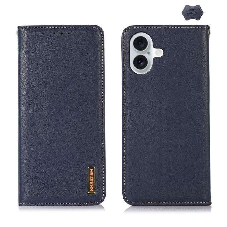 For iPhone 17 KHAZNEH Nappa Top Layer Cowhide Leather Phone Case(Blue) - free shipping - PMc TechLife - Order now!