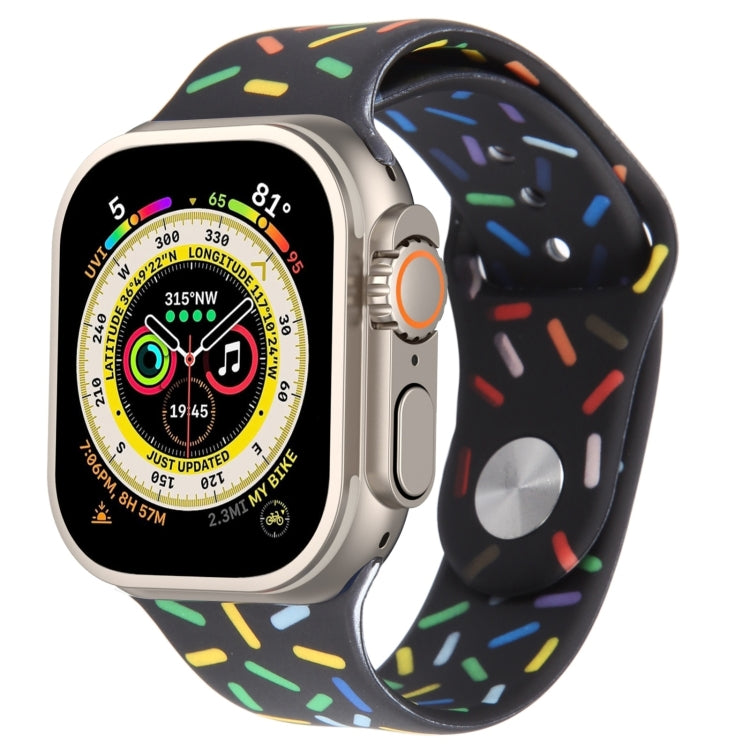 Rainbow Raindrops Silicone Watch Band For Apple Watch 9 45mm(Black) - Watch Bands by PMC Jewellery | Online Shopping South Africa | PMC Jewellery