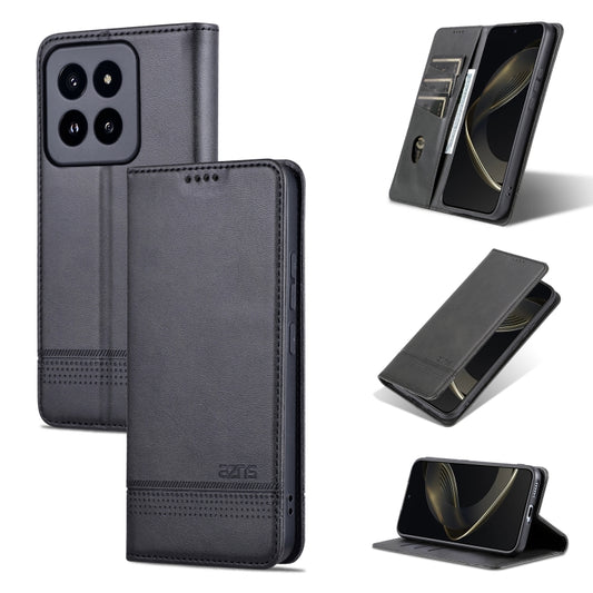 For Xiaomi 14 Pro AZNS Magnetic Calf Texture Flip Leather Phone Case(Black) - 14 Pro Cases by AZNS | Online Shopping South Africa | PMC Jewellery | Buy Now Pay Later Mobicred