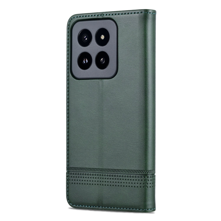 For Xiaomi 14 Pro AZNS Magnetic Calf Texture Flip Leather Phone Case(Dark Green) - 14 Pro Cases by AZNS | Online Shopping South Africa | PMC Jewellery | Buy Now Pay Later Mobicred