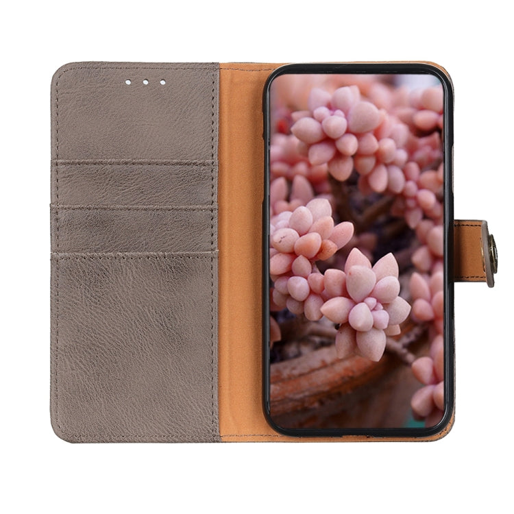 For iPhone 16 Pro KHAZNEH Cowhide Texture Horizontal Flip Leather Phone Case(Khaki) - iPhone 16 Pro Cases by PMC Jewellery | Online Shopping South Africa | PMC Jewellery | Buy Now Pay Later Mobicred