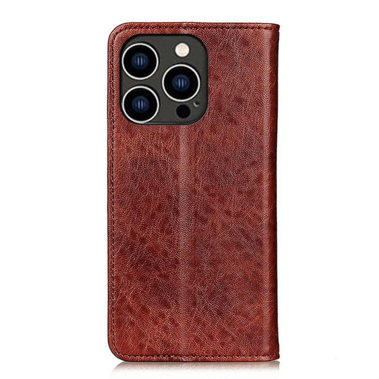 For iPhone 16 Pro Magnetic Crazy Horse Texture Horizontal Flip Leather Phone Case(Brown) - iPhone 16 Pro Cases by PMC Jewellery | Online Shopping South Africa | PMC Jewellery | Buy Now Pay Later Mobicred